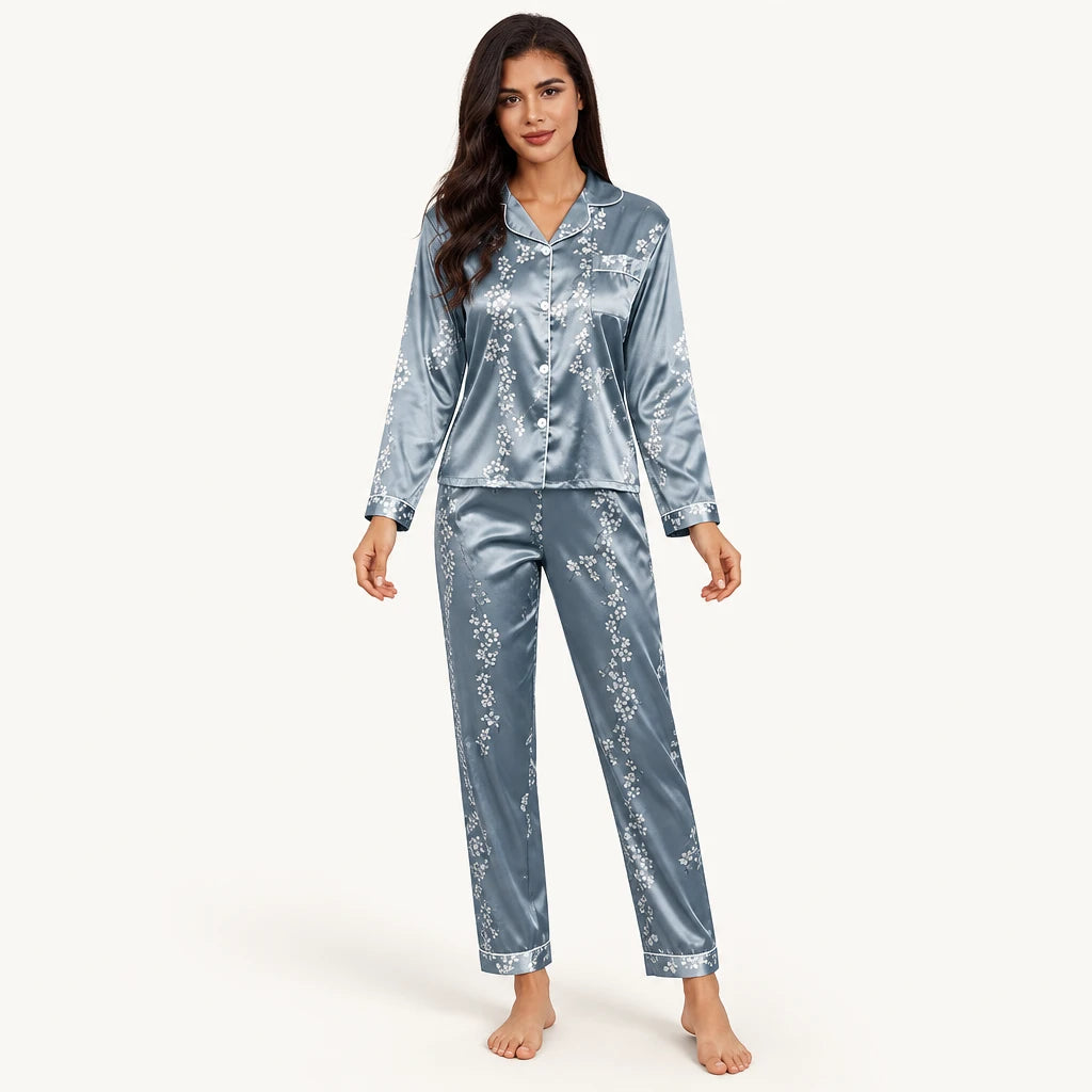 Ensemble De Pyjama Floral Satin Imprimé