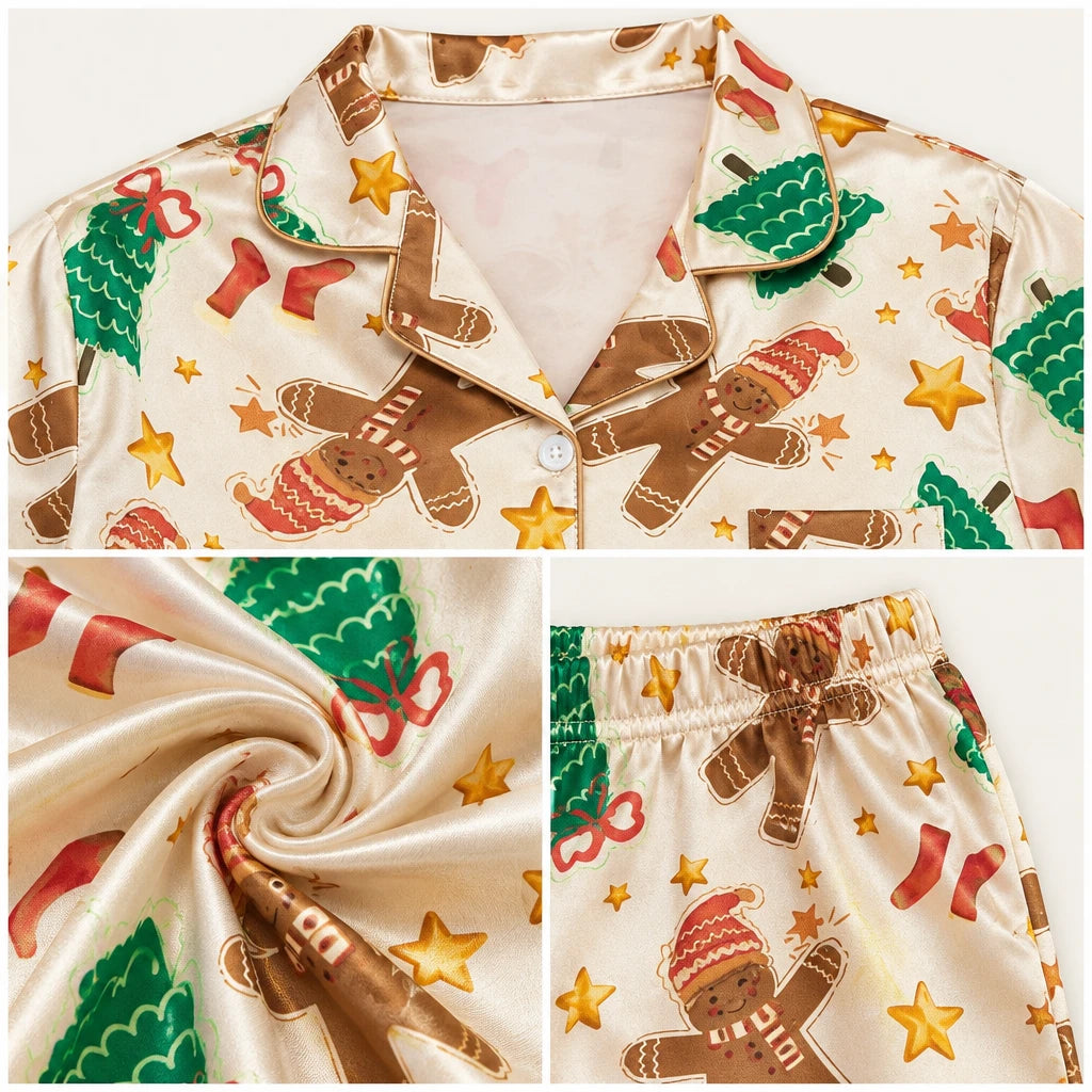 Ensemble De Pyjama Imprimé De Noël Aspect Satiné