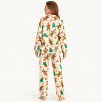 Ensemble De Pyjama Imprimé De Noël Aspect Satiné