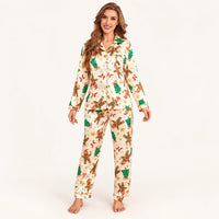 Ensemble De Pyjama Imprimé De Noël Aspect Satiné