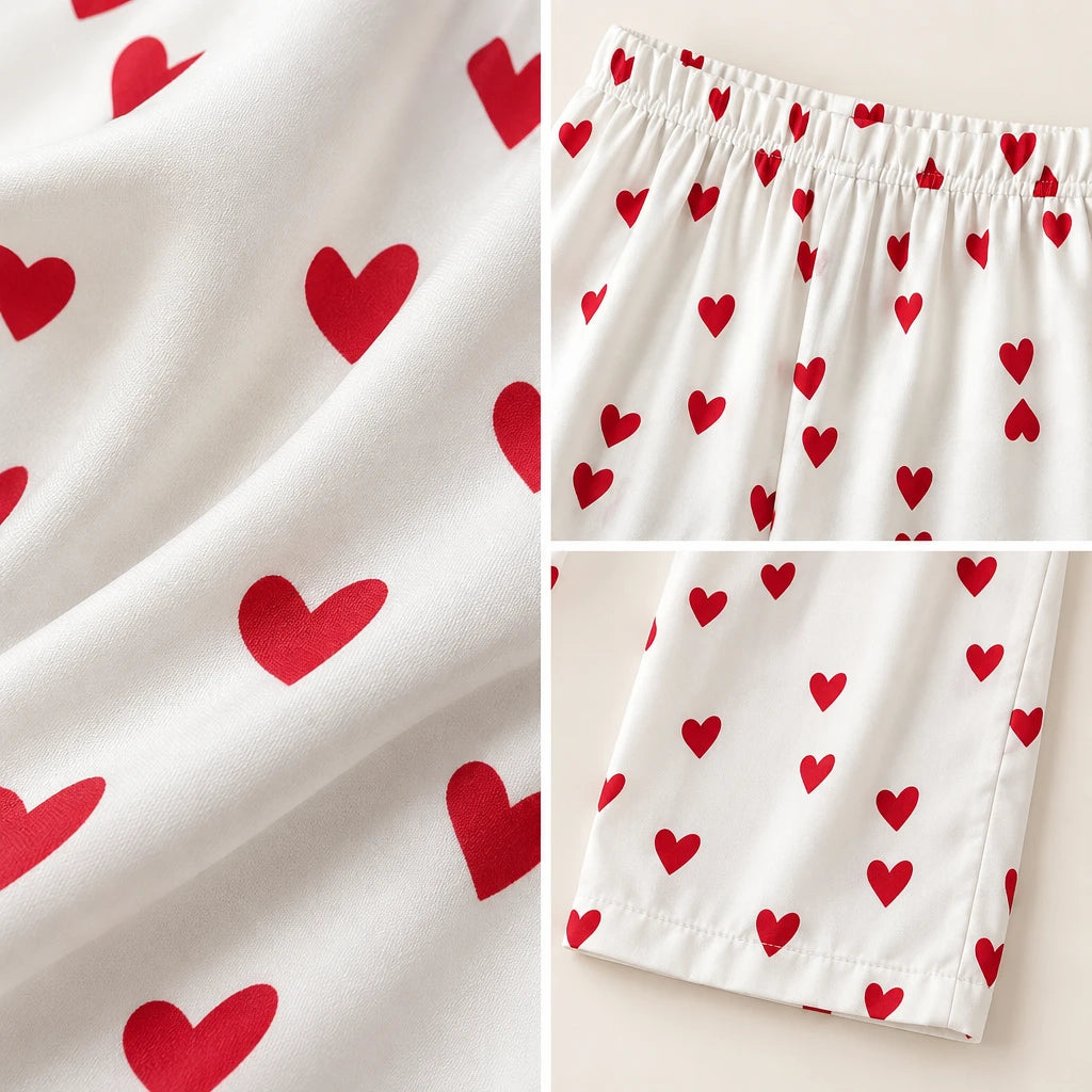 Pantalon De Pyjama En Satin À Motif Cœurs