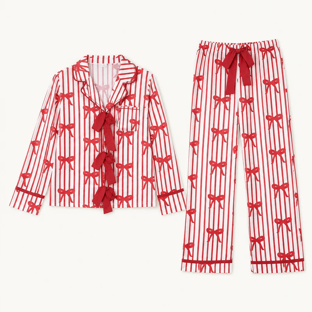 Pyjama Assorti Maman Fille Imprimé Cœurs Ou Nœuds