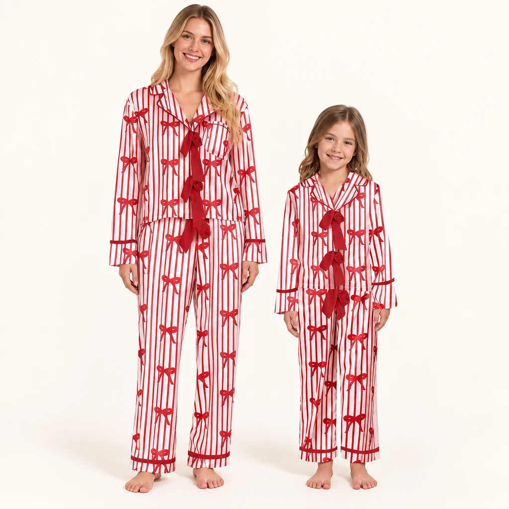 Pyjama Assorti Maman Fille Imprimé Cœurs Ou Nœuds
