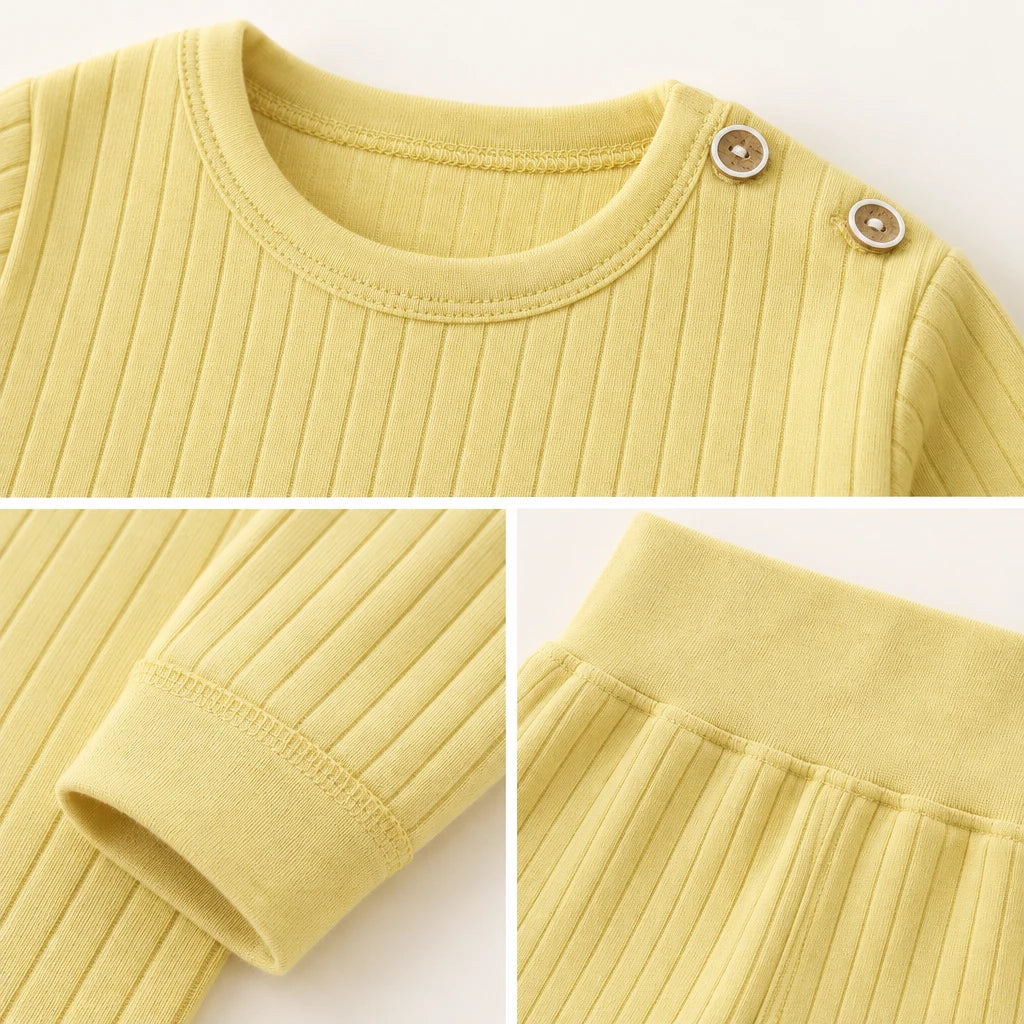 Pyjama Bébé Coton Côtelé Uni Deux Pièces