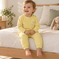 Pyjama Bébé Coton Côtelé Uni Deux Pièces