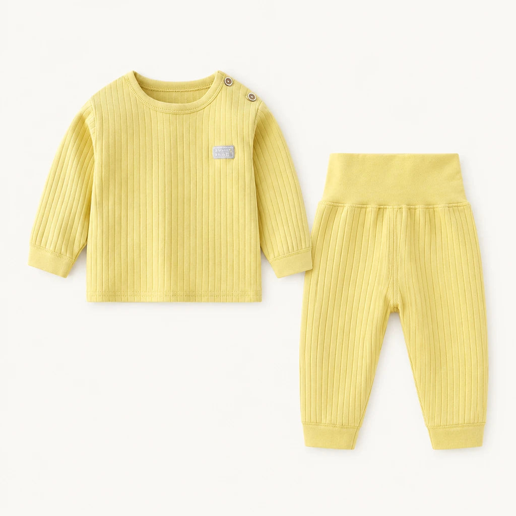 Pyjama Bébé Coton Côtelé Uni Deux Pièces