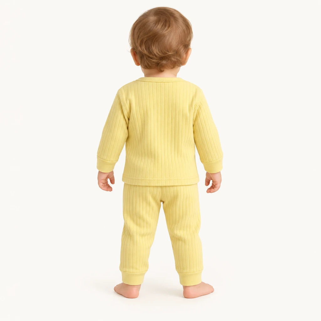 Pyjama Bébé Coton Côtelé Uni Deux Pièces