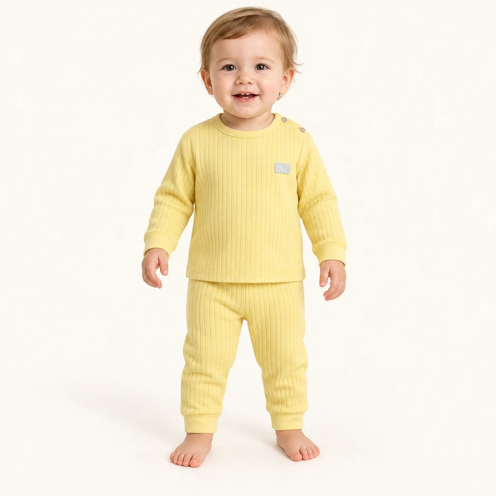 Pyjama Bébé Coton Côtelé Uni Deux Pièces