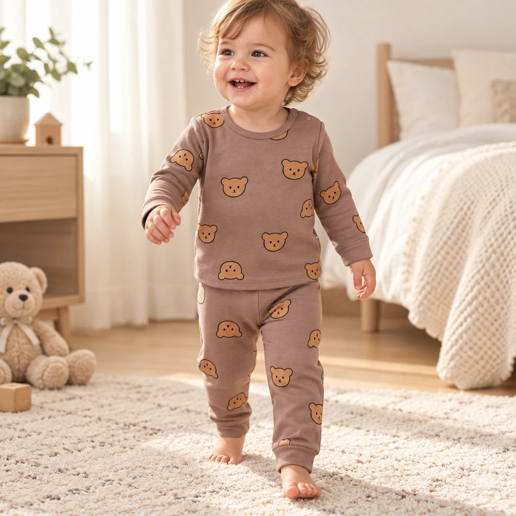 Pyjama Bébé Coton Imprimé Ours Taille Haute Image