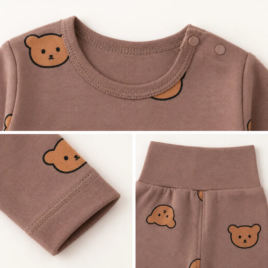 Pyjama Bébé Coton Imprimé Ours Taille Haute