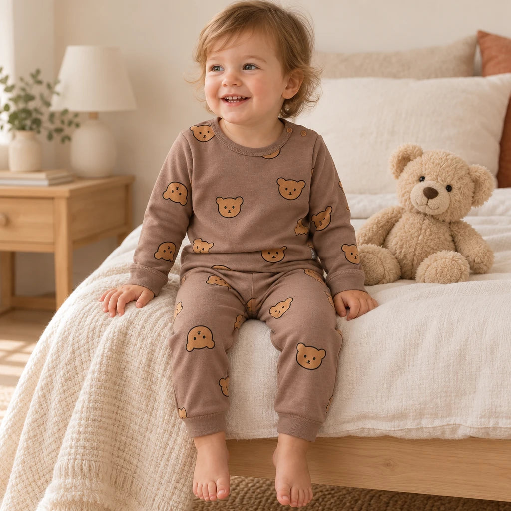 Pyjama Bébé Coton Imprimé Ours Taille Haute