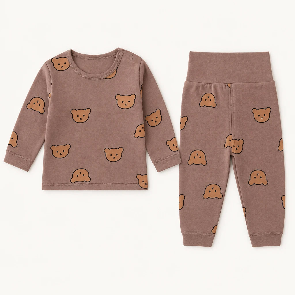 Pyjama Bébé Coton Imprimé Ours Taille Haute