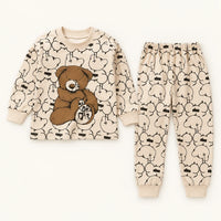 Pyjama Bébé En Coton Beige Imprimé Ours