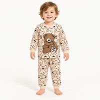 Pyjama Bébé En Coton Beige Imprimé Ours