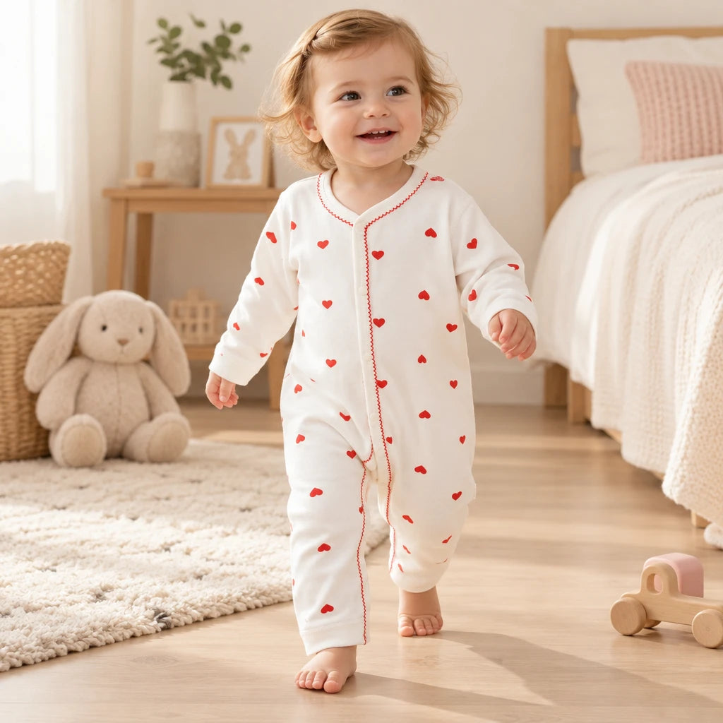 Pyjama Bébé Fille En Coton À Motif Cœurs