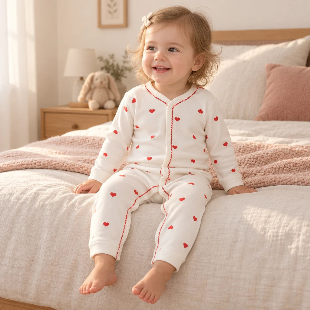 Pyjama Bébé Fille En Coton À Motif Cœurs