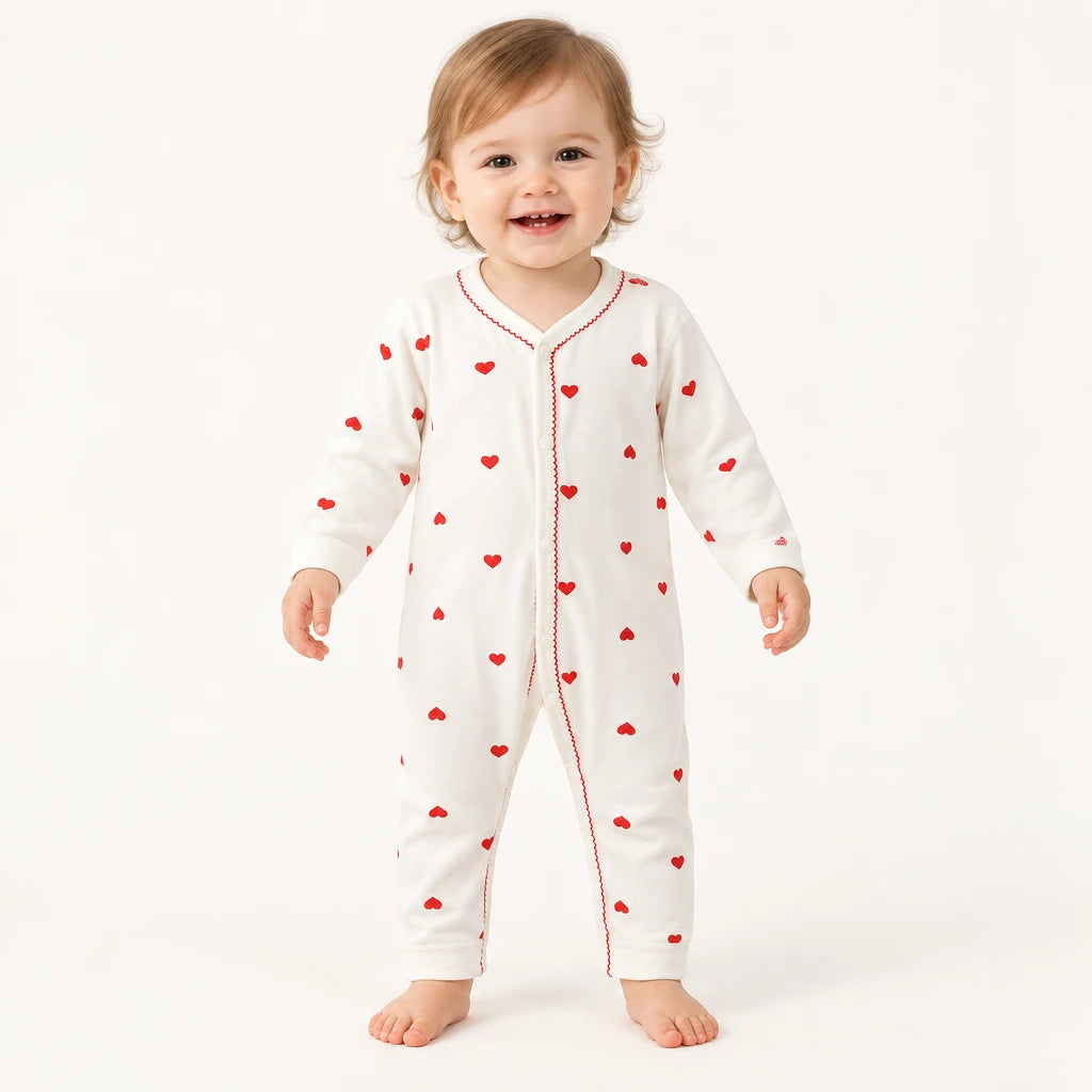 Pyjama Bébé Fille En Coton À Motif Cœurs