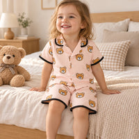 Pyjama Bébé Rose Motif Ours Col Tailleur