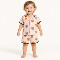 Pyjama Bébé Rose Motif Ours Col Tailleur