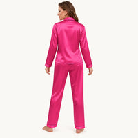 Pyjama Chemise Pantalon Femme En Satin Brodé Cœur
