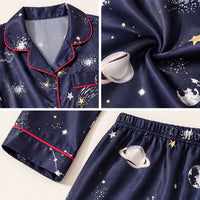 Pyjama Chemise Pantalon Femme En Satin Imprimé