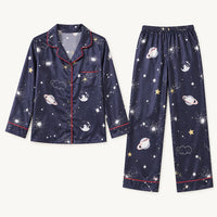Pyjama Chemise Pantalon Femme En Satin Imprimé