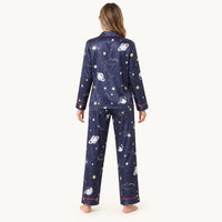 Pyjama Chemise Pantalon Femme En Satin Imprimé