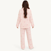 Pyjama Chemise Pantalon Femme Rayé À Nœuds