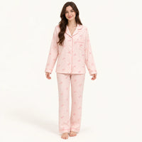 Pyjama Chemise Pantalon Femme Rayé À Nœuds