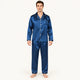 Pyjama Chemise Pantalon Homme En Satin Bleu Marine