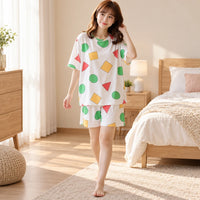 Pyjama Couple Coton Imprimé Formes Colorées