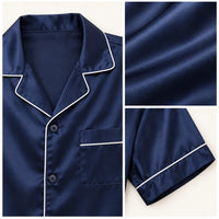 Pyjama Couple Satin Uni Manches Courtes