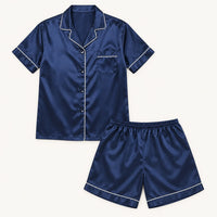 Pyjama Couple Satin Uni Manches Courtes