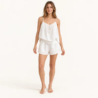 Pyjama D'Été Femme En Coton Gaufré Ensemble 2 Pièces