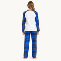Pyjama De Noël Famille Assorti Sapin Imprimé Bleu