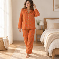 Pyjama Double Gaze De Coton Orange