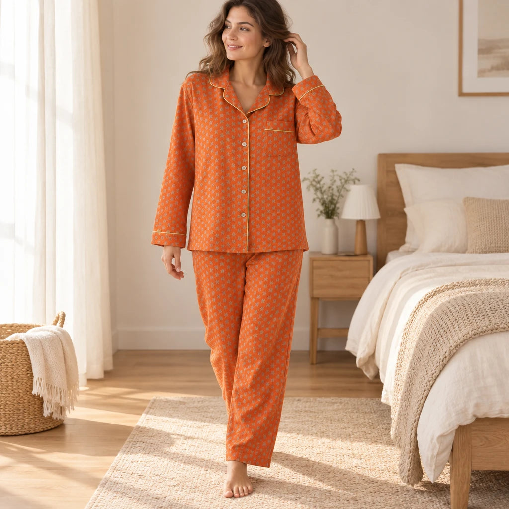 Pyjama Double Gaze De Coton Orange Image