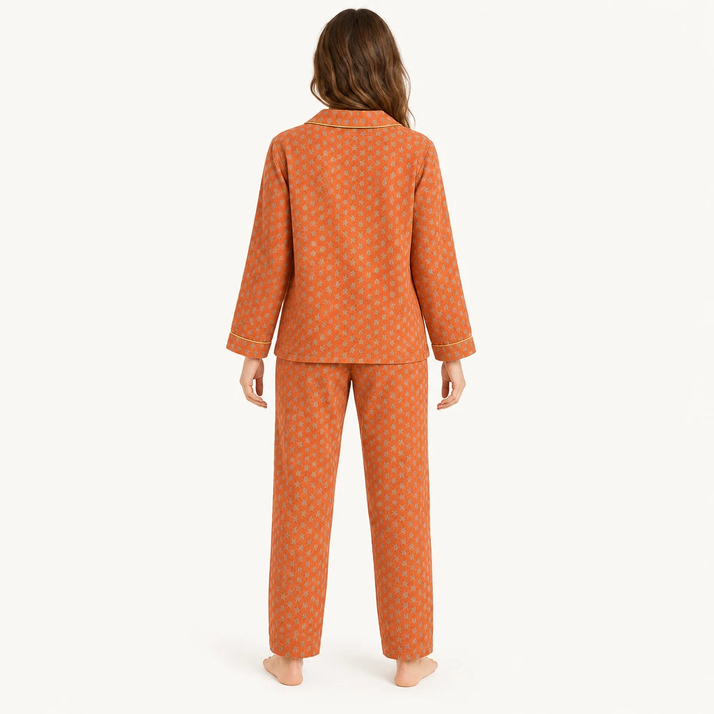 Pyjama Double Gaze De Coton Orange