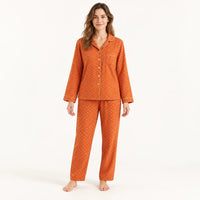 Pyjama Double Gaze De Coton Orange