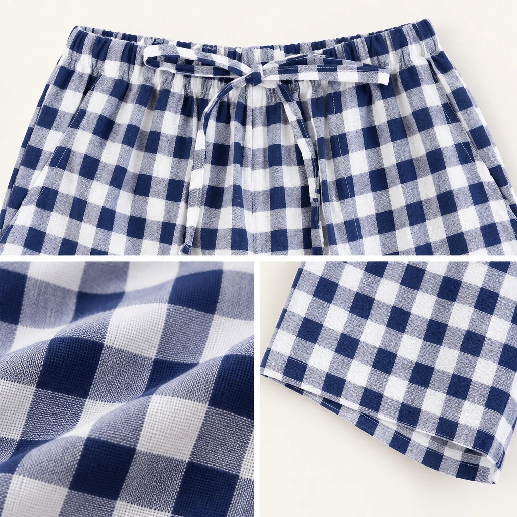 Pyjama En Gaze De Coton À Carreaux