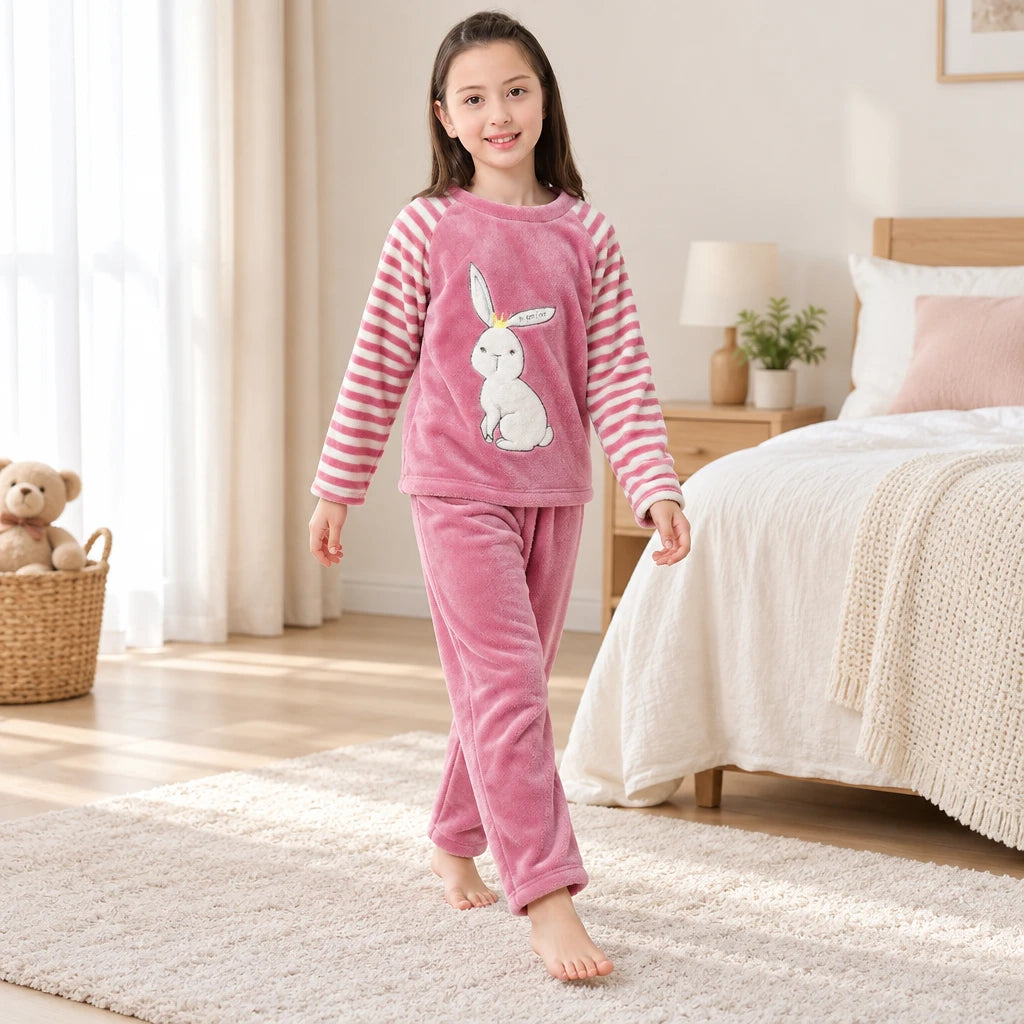 Pyjama Enfant Flanelle Motif Panda Ou Lapin