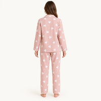 Pyjama Femme 100 % Coton Motif Cœurs À Manches Longues