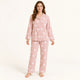Pyjama Femme 100 % Coton Motif Cœurs À Manches Longues