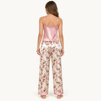 Pyjama Femme Caraco Satin Pantalon Fleuri
