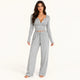 Pyjama Femme Crop Top Épaule Dénudée Pantalon Large