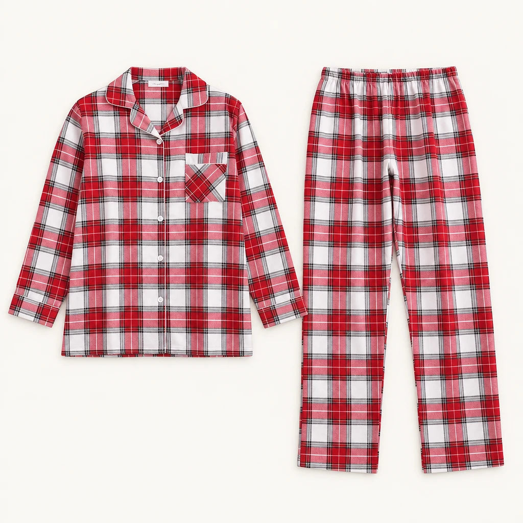 Pyjama Femme En Flanelle De Coton À Carreaux