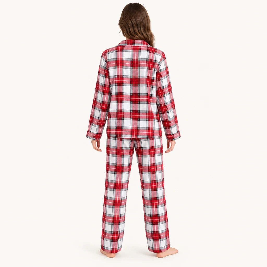 Pyjama Femme En Flanelle De Coton À Carreaux