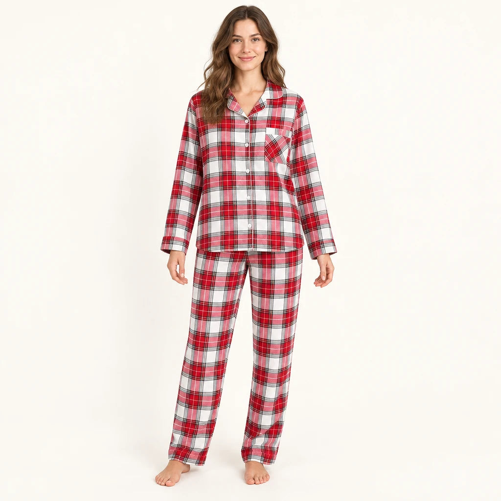 Pyjama Femme En Flanelle De Coton À Carreaux