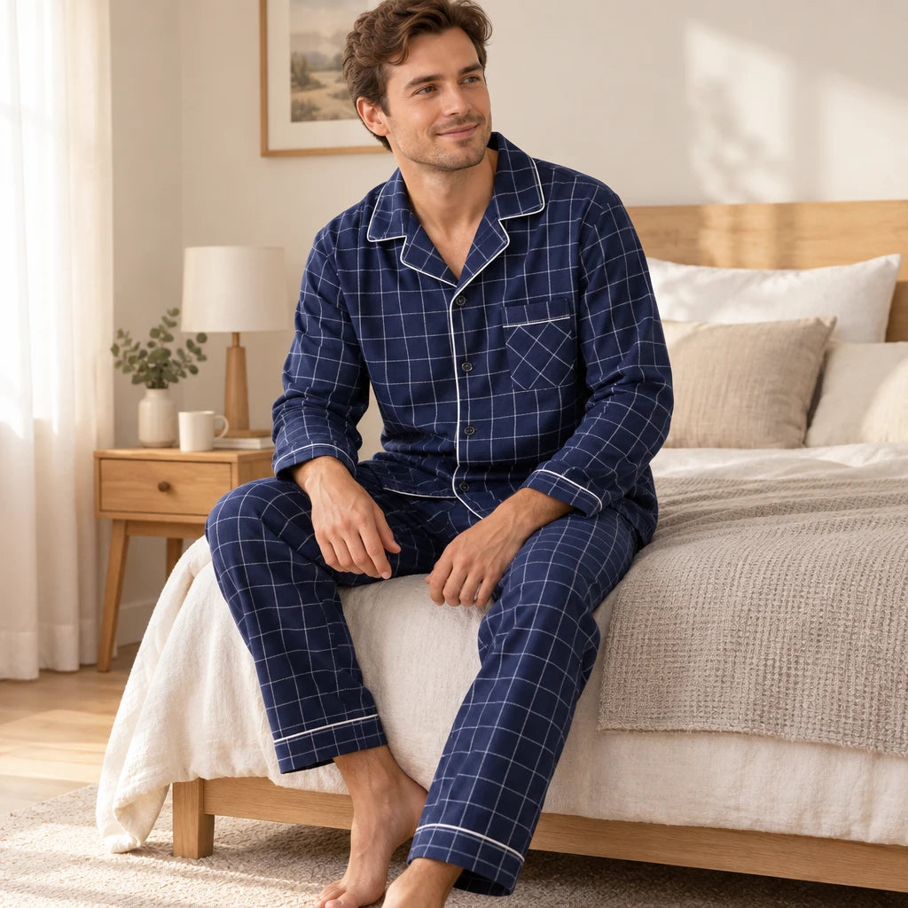 Pyjama Homme Coton Carreaux Image