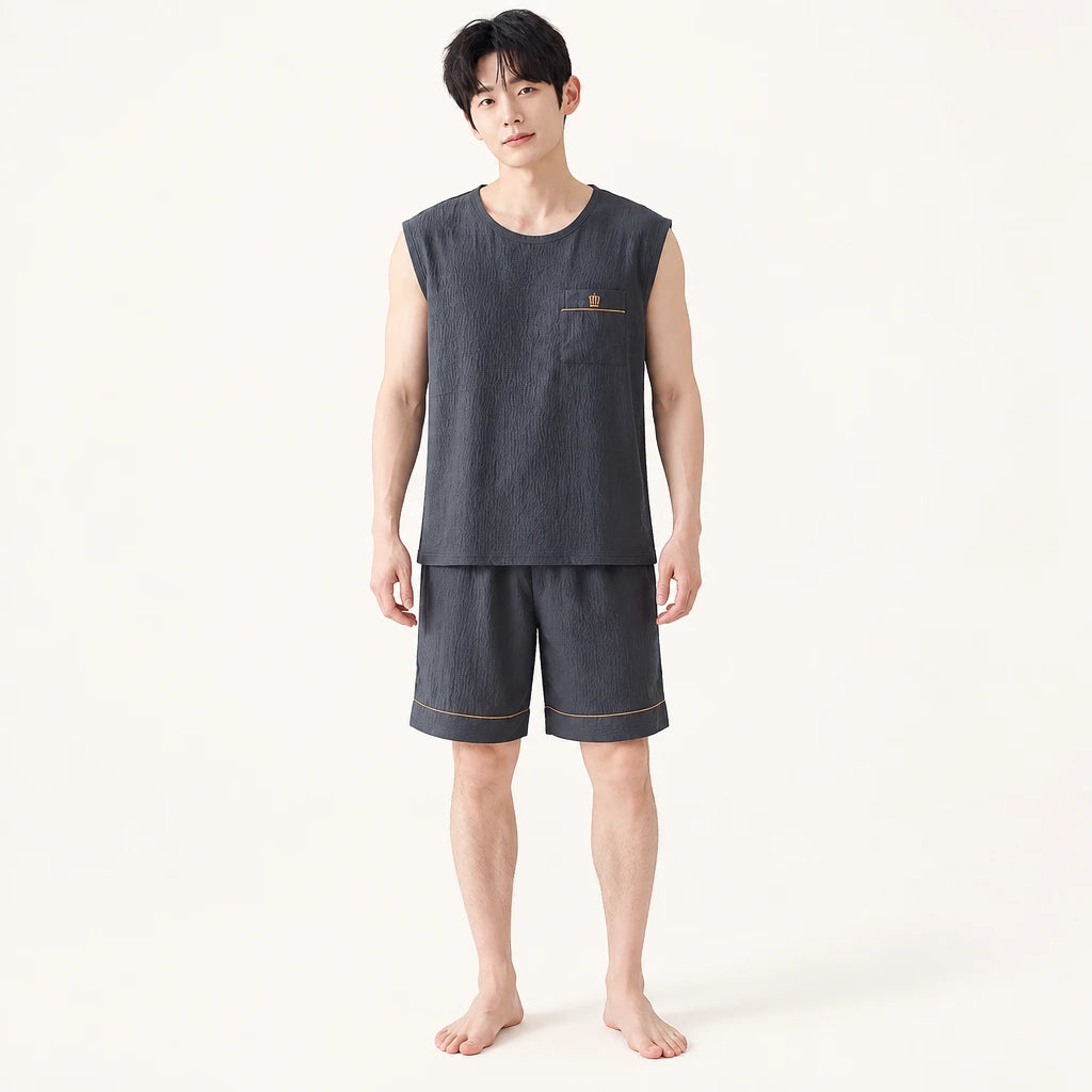 Pyjama Homme Sans Manches En Coton